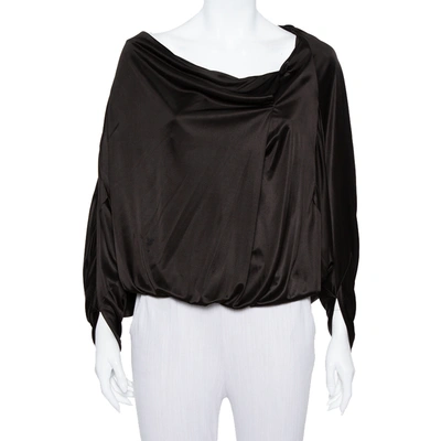 Pre-owned Emporio Armani Black Jersey Button Detail Oversized Top S