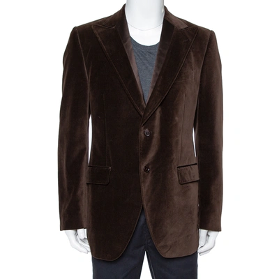 Pre-owned Dolce & Gabbana Brown Velvet Blazer Xl