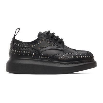 Alexander Mcqueen 黑色铆钉皮革布洛克鞋 In 1069 Black