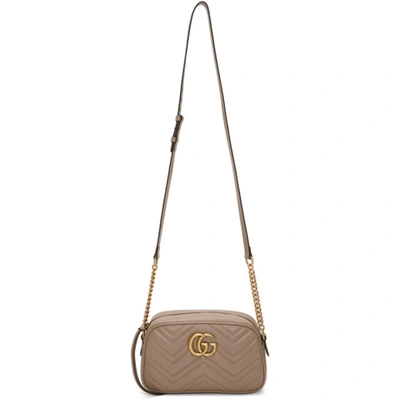 Gucci Taupe Small Gg Marmont 2.0 Camera Bag In Pink