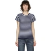 RAG & BONE BLUE & WHITE STRIPED 'THE SLUB' T-SHIRT