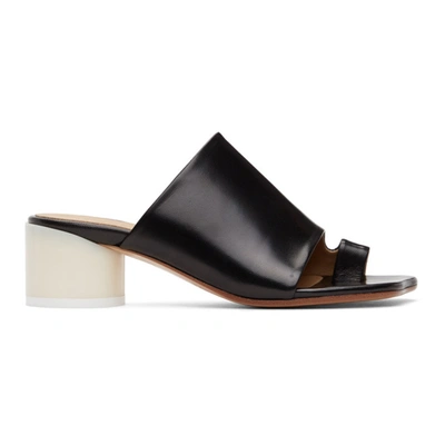 Mm6 Maison Margiela Black Leather Heeled Mules