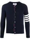 Thom Browne 4-bar Cotton Cardigan For In Blue