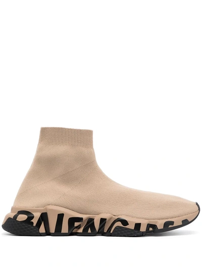 Balenciaga Logo-print Ankle-length Sneakers In Brown