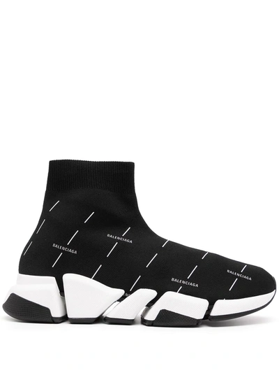 Balenciaga 30mm Speed 2.0 Lt Knit Sneakers In Black