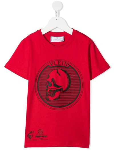 Philipp Plein Kids' Logo-print Cotton T-shirt In Red