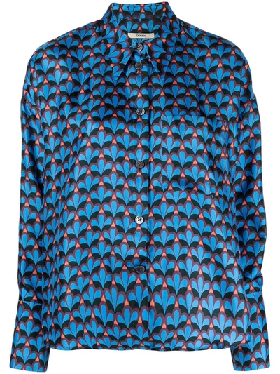 Odeeh Silk Abstract-print Shirt In Blue