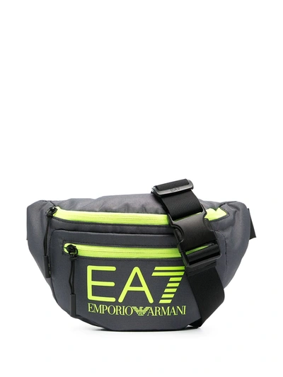 Ea7 Logo Print Belt Bag In Grey