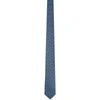 FERRAGAMO BLUE & BLACK SILK GEOMETRICAL NECK TIE