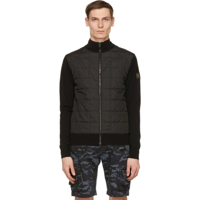 Belstaff Kelby Quilted-shell And Wool Zipped Cardigan In Black
