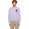 Ami Alexandre Mattiussi Oversized Logo-jacquard Cotton-blend Sweater In Purple