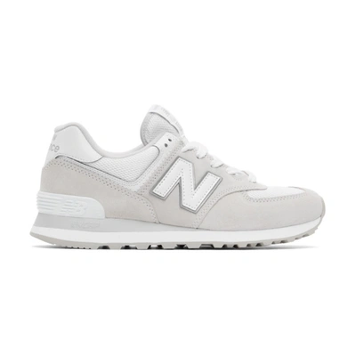 New Balance Grey & White 574 Core Trainers In Summer Fog With White
