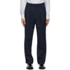 AMI ALEXANDRE MATTIUSSI NAVY WIDE FIT PLEATED TROUSERS