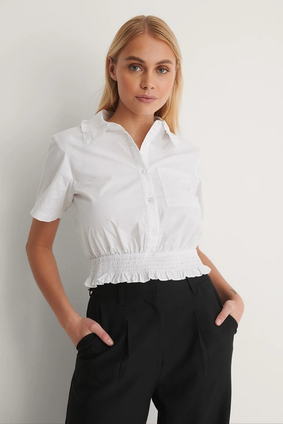 Na-kd Short Sleeve Frill Shirt White