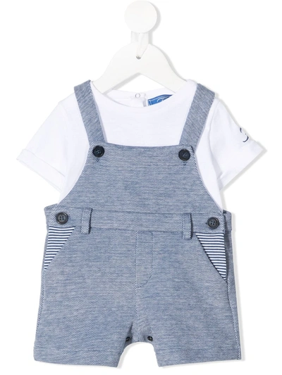 Fay Babies' T-shirt Dungaree Romper In 白色