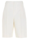 Saint Laurent Tailored Wool Bermuda Shorts With Chain Stripes In White