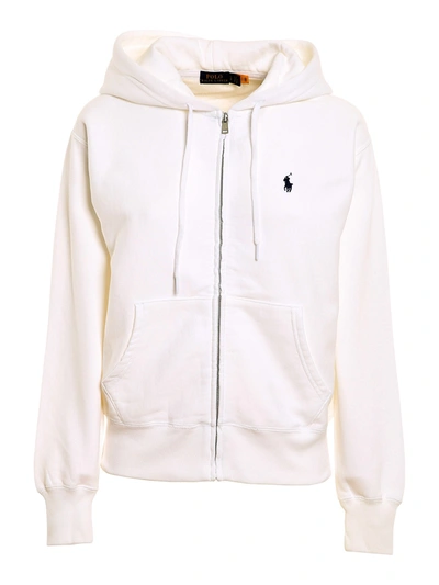 Polo Ralph Lauren Relaxed Fit White Hoodie With Adjustable Drawstring