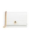 Alexander Mcqueen Skull Crocodile-effect Shoulder Bag In White
