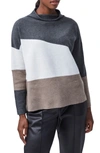 FRENCH CONNECTION SOPHIA FUNNEL NECK COLORBLOCK SWEATER,192942790160