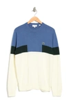 LACOSTE RIBBED TRIM COLORBLOCK CREW NECK SWEATER,192536755797