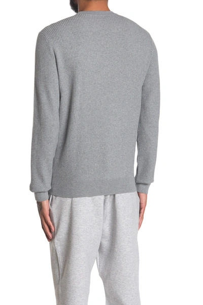 Lacoste Ribbed Crew Neck Pullover In Brochet Chine