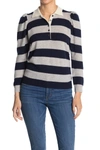AUTUMN CASHMERE PUFF SLEEVE RUGBY STRIPE POLO,842706336812