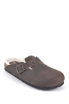 White Mountain Footwear Bari Faux Shearling Footbed Suede Mule In Brown/leather W/fur