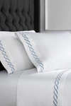 Melange King 600 Thread Count Cotton Rope Embroidered Sheet 4-piece Set In Blue