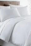 Southshore Fine Linens Classic Pom Pom Trimmed Duvet Cover Set In White