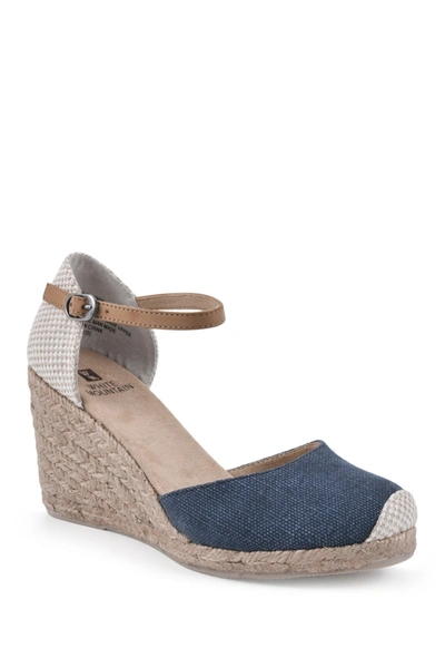 White Mountain Footwear Mamba Braided Espadrille Wedge In Navy/canvas/fab