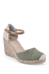 White Mountain Footwear Mamba Braided Espadrille Wedge In Moss/canvas/fab