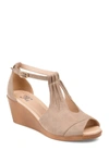 Journee Collection Kedzie Womens Faux Suede Ankle Strap Wedges In Taupe