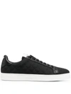 Emporio Armani Nylon Sneakers With Jacquard All-over Eagle In Black