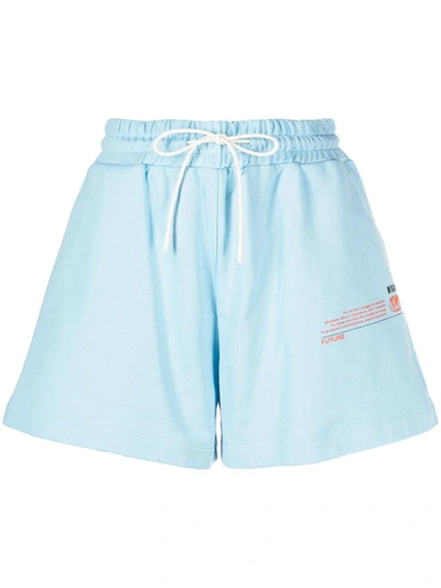 Msgm Organic Cotton Sweat Shorts In Clear Blue