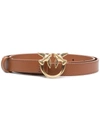 PINKO LOVE BERRY BELT IN BROWN LEATHER WITH LOGOED BUCKLE,1H20WVY6XFL58