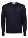 Ballantyne Ribbed Crew Neck Sweater In Blue