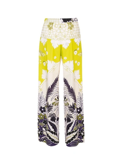 Valentino Women's Mid-rise Printed Wide-leg Cotton Pant In Lime Multi