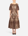 Dolce & Gabbana Long Leopard-print Poplin Dress In Multicolor