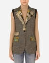 DOLCE & GABBANA MICRO-PATTERNED WOOL VEST WITH JACQUARD DETAILS