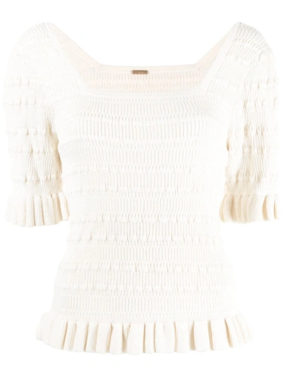 Adam Lippes Ribbed Ruffle-trimmed Cotton Top In White