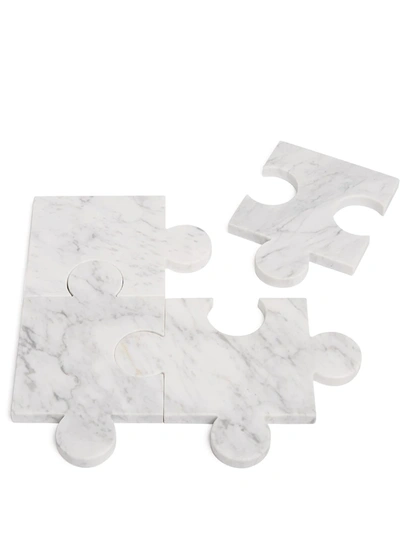 Tre Product Puzzle Coasters (set Of 4) In White