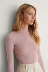 OUMAYMA X NA-KD RECYCLED RIBBED TURTLENECK TOP - PINK