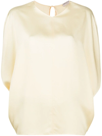 Emilio Pucci X Ramadan Satin V-neck Tunic Blouse In Yellow