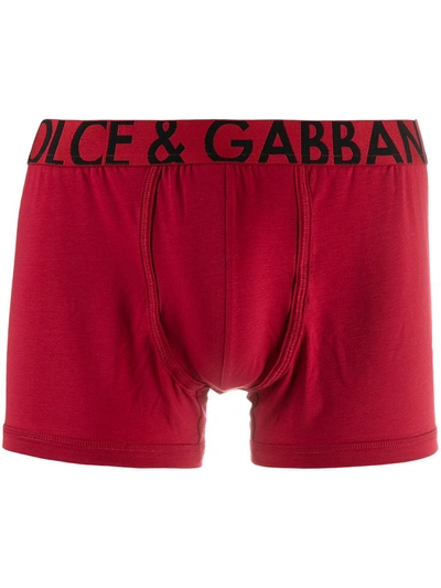 Dolce & Gabbana Logo-waistband Boxer Briefs In Red