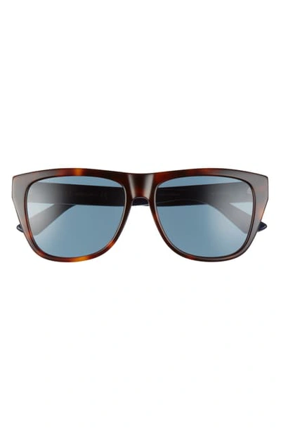 Gucci 57mm Polarized Square Sunglasses In Havana/ Blue
