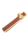 Cufflinks, Inc Pineapple Wood Inlay Tie Bar In Gold