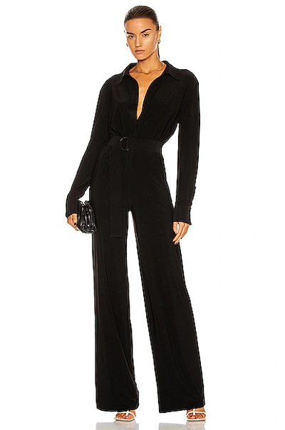 Norma Kamali Single-breasted Straight-leg Jumpsuit In Black