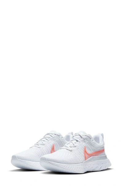 Nike React Infinity Run Flyknit 2 Women's Road Running Shoes In Pure Platinum,sunset Pulse,football Grey,bright Crimson