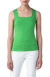 Akris Punto Square Neck Sleeveless Fitted Top In Green