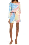 FRAICHE BY J FRAICHE BY J TIE DYE LONG SLEEVE ROMPER,FD 2624T